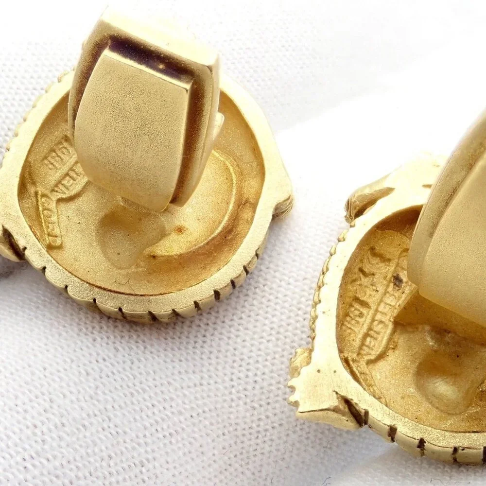 Rare! Vintage Kieselstein Cord 18k Yellow Gold Coiled Alligator Cufflinks 1980